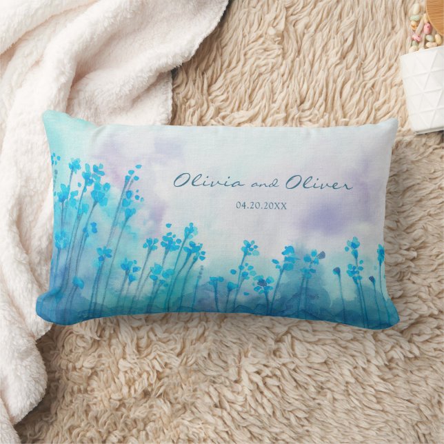Blue Wildflowers Lumbar Cushion (Blanket)
