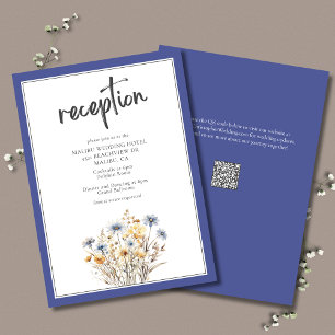 Blue Wildflowers Modern Elegant Wedding Reception Enclosure Card