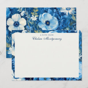 Blue Wildflowers Oil Painting Personalised Card