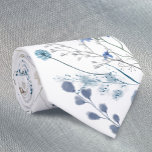 blue wildflowers tie<br><div class="desc">watercolor greenery foliage ties</div>