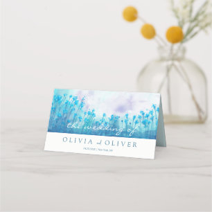 Blue Wildflowers Wedding Place Card