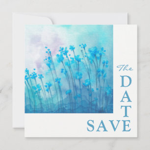 Blue Wildflowers Wedding Save The Date Invitation