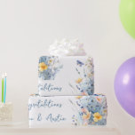 Blue Wildflowers Wedding/Shower Congratulations  Wrapping Paper<br><div class="desc">Gorgeous blue wildflowers also personalised with bride and groom's names.
Designed for bridal shower or wedding,  anniversary and the like.</div>
