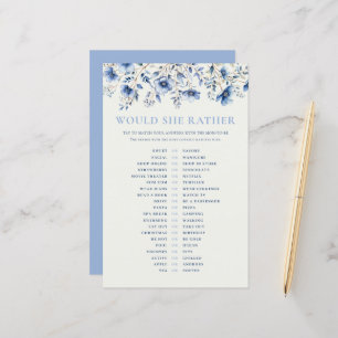 Blue Wildflowers Would She Rather Baby Shower Game