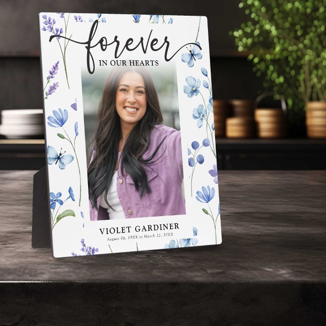 Blue Wildlfower Photo Forever in our Hearts  Plaque (Creator Uploaded)