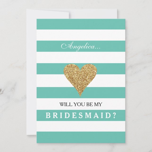 Blue Will You Be My Bridesmaid Invitation (Front)