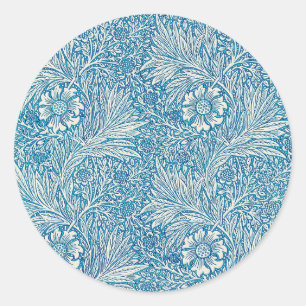 Blue William Morris Floral Pattern Classic Round Sticker