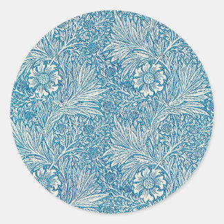 Blue William Morris Floral Pattern Classic Round Sticker