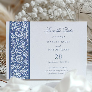 Blue William Morris Save the Date Invitation