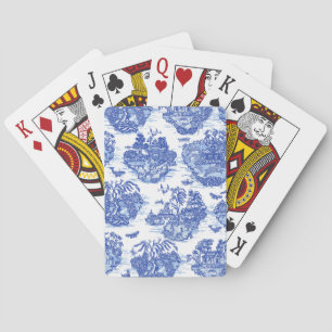 Blue Willow Animal Rabbit Deer Fox Bird Toile Art Playing Cards