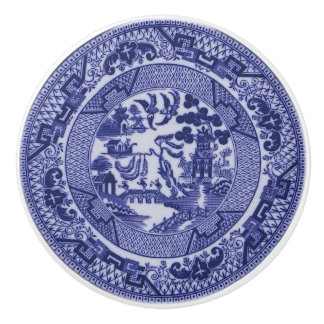 Blue Willow China Design Ceramic Cabinet Knob v4