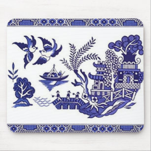 Blue Willow China Design Mouse Mat