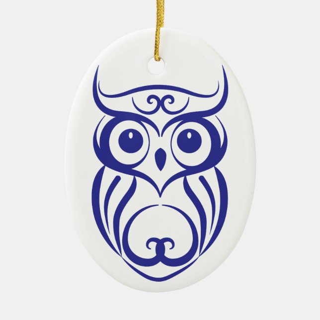 Blue Willow China Style Owl Ornament (Front)