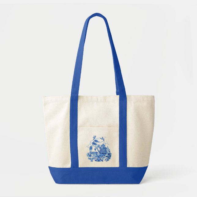 Blue Willow Design Tote Bag (Front)
