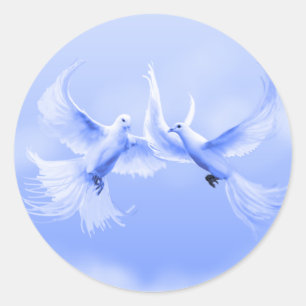 "Blue Willow Doves" ~ 1.5" Round Sticker