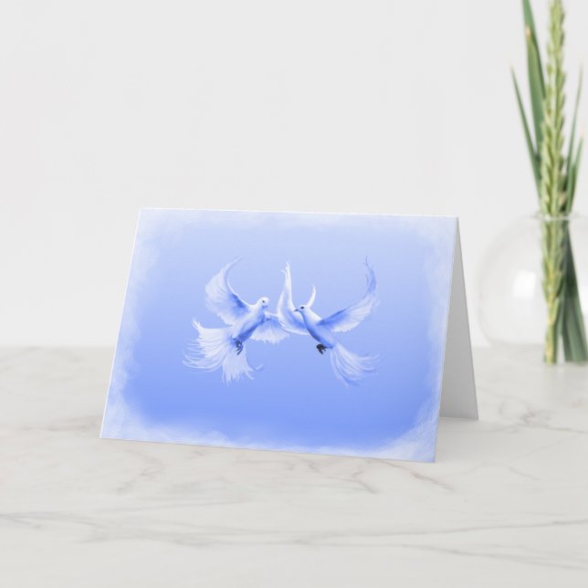 "Blue Willow Doves" 2 ~ Blank Inside Greeting Card (Front)