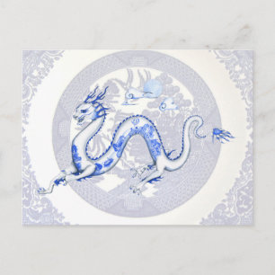 Blue Willow Dragon Postcard