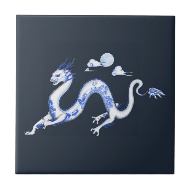 Blue Willow Dragon Tile (Front)
