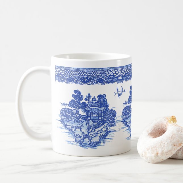 Blue Willow Fox Isle of Animals Classic Fun Design Coffee Mug (With Donut)