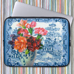 Blue Willow Laptop Sleeve<br><div class="desc">Colourful flowers in a vase are arranged in front of a traditional blue willow design. The blue patterns of the vase echo the colours and style of the Asian inspired backdrop. The bright flowers have a contemporary look even though they were printed on an antique, Victorian trade card. This beautiful...</div>