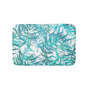 Blue Willow Leaves Bath Mat
