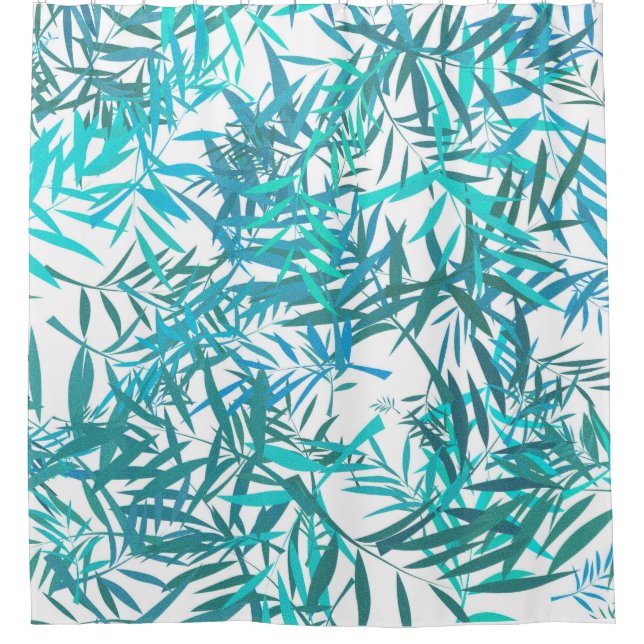 Blue Willow Leaves Shower Curtain (Front)