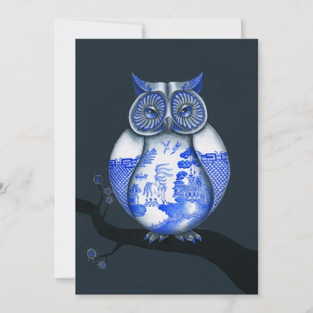 Blue Willow Owl (Front)