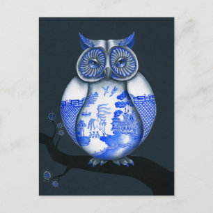 Blue Willow Owl Postcard