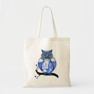 Blue Willow Owl Tote Bag