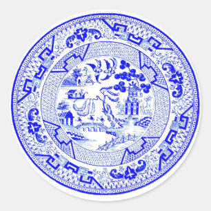 Blue Willow Pattern [1912] Classic Round Sticker