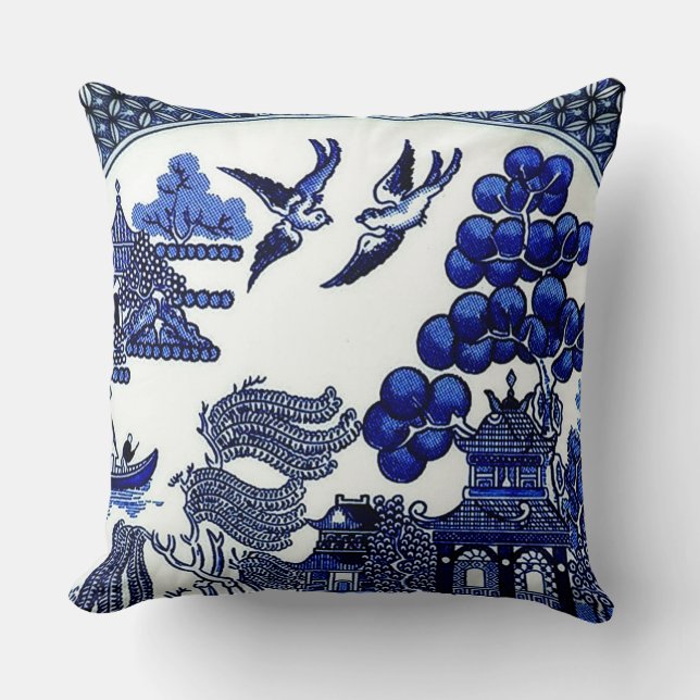 Blue Willow Pattern Legendary Love Story Cushion (Front)