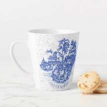 Blue Willow Rabbit Island Whimsical Crackle Look L