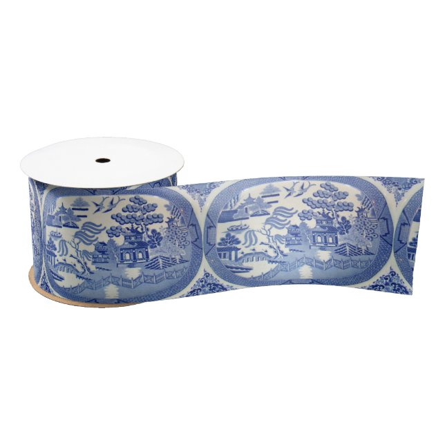 Blue Willow Satin 3" Ribbon PERFECT for any Gift (Spool)