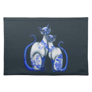 Blue Willow Siamese Cats Placemat