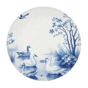 Blue Willow Swans Lake Scene Cutting Board