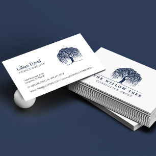 Blue Willow Tree Logo Business Card