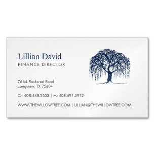 Blue Willow Tree Logo Magnetic Business Card