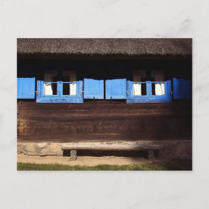 Blue Window Shutters - Postcard