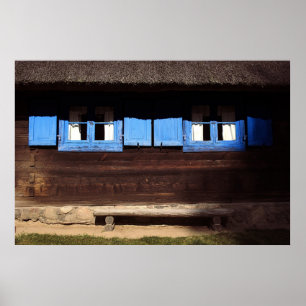 Blue Window Shutters - Poster