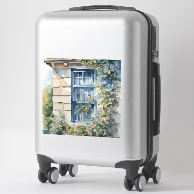 Blue Window Stone Wall Cottage Vines (Suitcase)