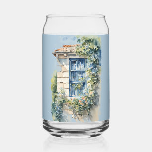 Blue Window Stone Wall Cottage Vines Can Glass