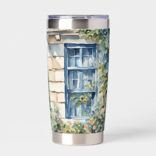 Blue Window Stone Wall Cottage Vines Insulated Tumbler