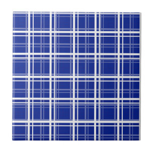 Blue Windowpane Plaid Grid Stripes Pattern Design Tile