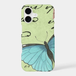 Blue-Winged Butterfly on Teal Postcard