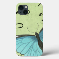 Blue-Winged Butterfly on Teal Postcard