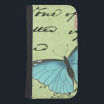 Blue-Winged Butterfly on Teal Postcard Samsung S4 Wallet Case<br><div class="desc">This teal postcard carries a message of beauty. A delicate blue-winged butterfly rests on the card,  obscuring some of the script it contains. This Vision Studio print would make a great addition to your home!</div>