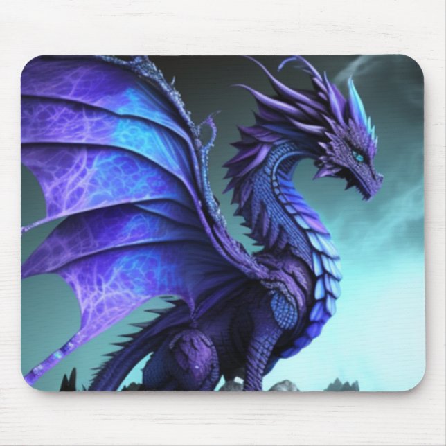 Blue Winged Dragon Mouse Mat (Front)