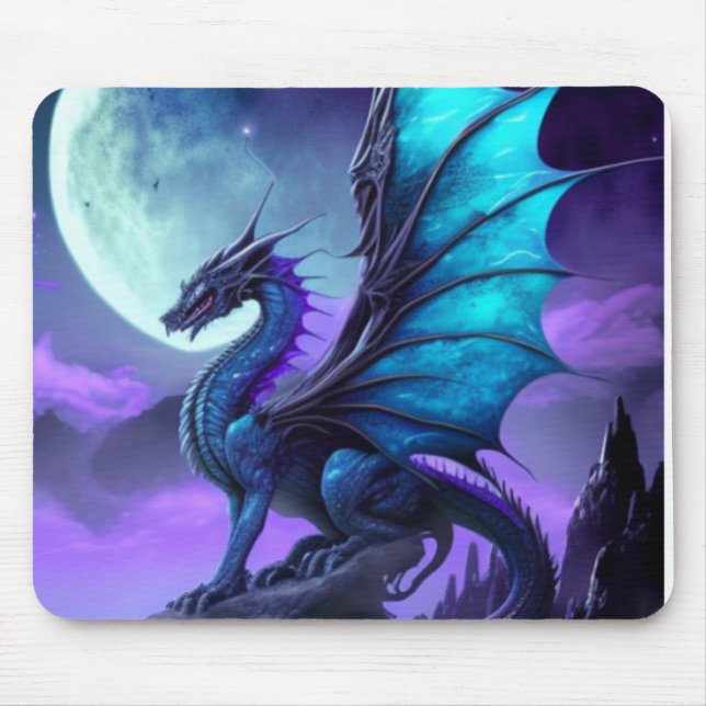 Blue Winged Dragon Mouse Mat (Front)