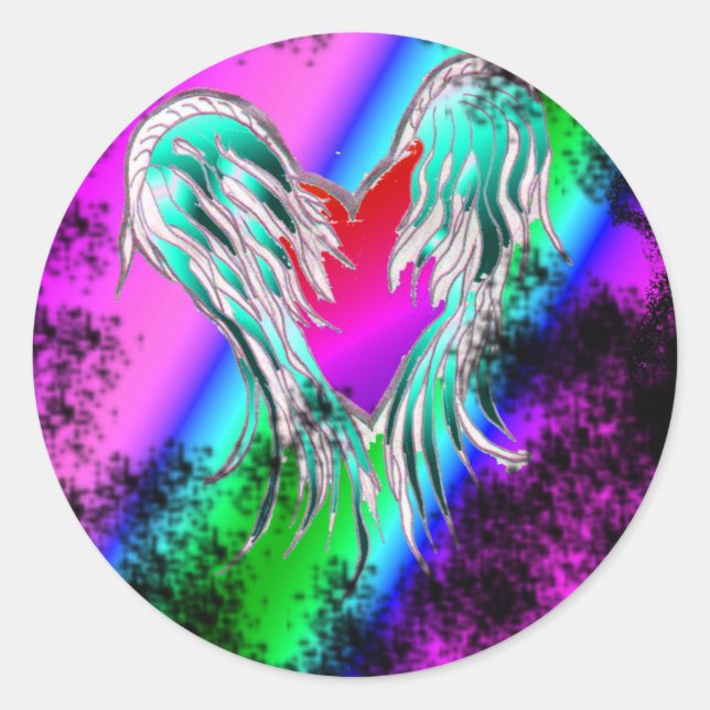 blue winged  heart stickers (Front)