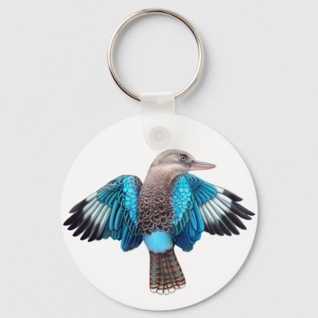 Blue Winged Kookaburra Keychain (Front)